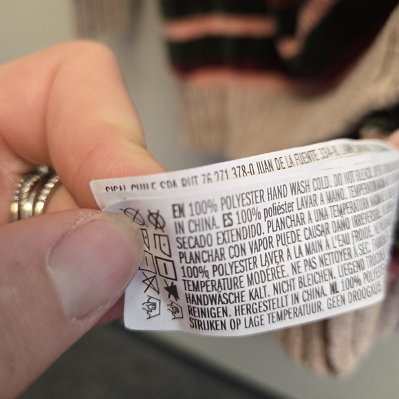 Forever 21 Small Chenille Soft Striped Oversized Sweater Tan Pink Burgundy Green - Picture 5 of 5